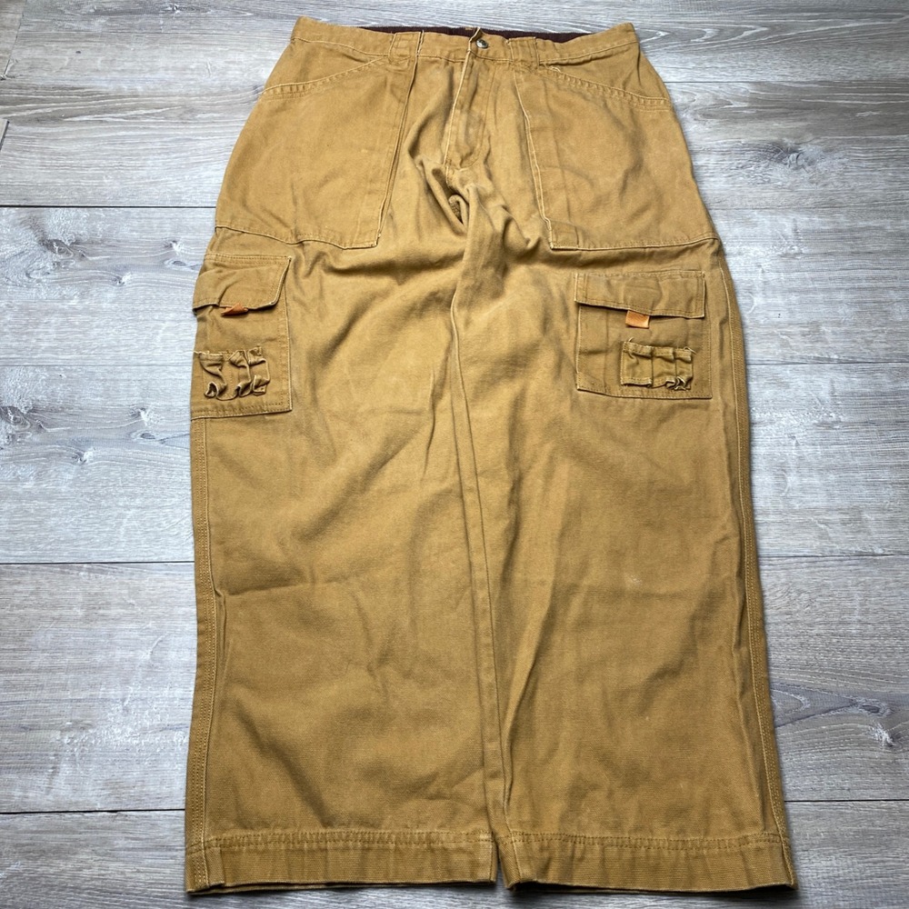 Bare Fox Work Pant Mens 38x30 Brown 100% Cotton Canvas Double Knee‎ Loose Cargo